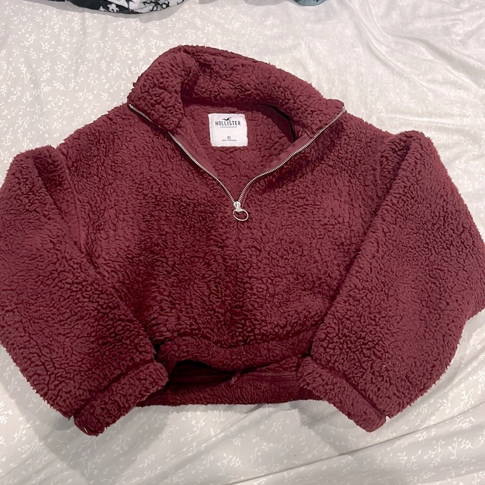 Hollister Sherpa Cropped Quarter Zip Sweater Size XS